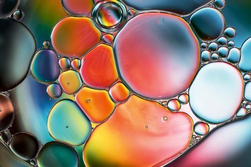 Vlies Fotótapéta - Water bubbles abstract colorful background - 375x250 cm