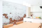 Vlies Fotótapéta -  Red Brick Wall With Sprinkled White Plaster  - 375x250 cm