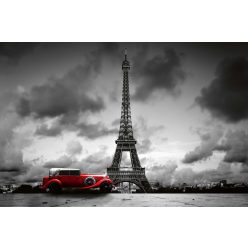   Vlies Fotótapéta - Eiffel tower with retro car - 375x250 cm