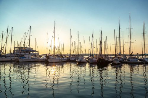 Vlies Fotótapéta - Port in the sunset - 375x250 cm