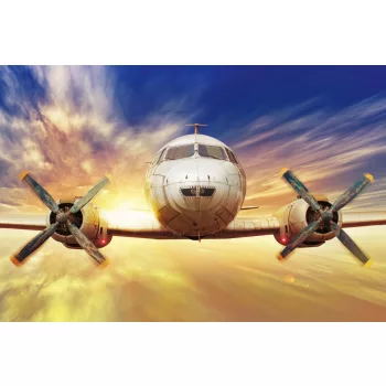 Vlies Fotótapéta - Airplane in the sunset - 375x250 cm