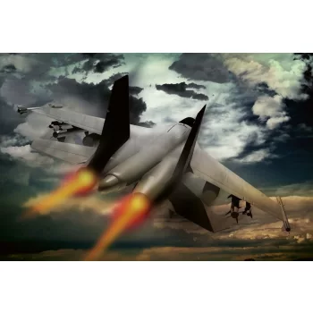 Vlies Fotótapéta - Flying fighter jet - 375x250 cm