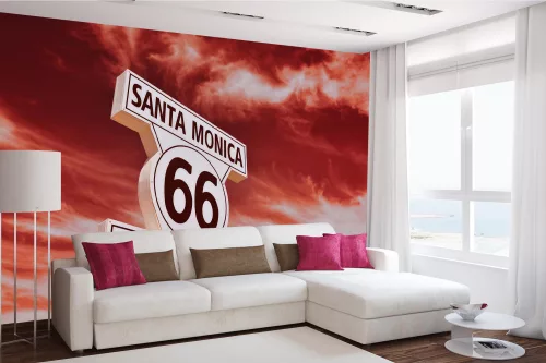 Vlies Fotótapéta - Road 66 in Santa Monica - 375x250 cm