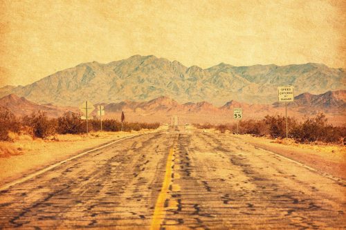 Vlies Fotótapéta - Route 66 at Mojave desert - 375x250 cm