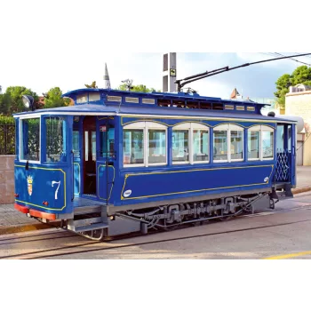 Vlies Fotótapéta - Old blue tram - 375x250 cm