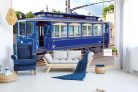 Vlies Fotótapéta - Old blue tram - 375x250 cm