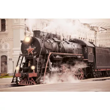 Vlies Fotótapéta - Retro steam train - 375x250 cm