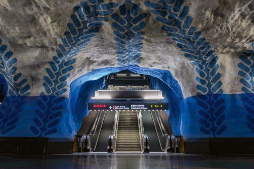Vlies Fotótapéta - Blue line subway - 375x250 cm