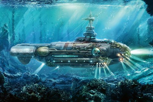 Vlies Fotótapéta - Fantastic submarine - 375x250 cm