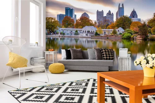 Vlies Fotótapéta - Atlanta Skyline - 375x250 cm