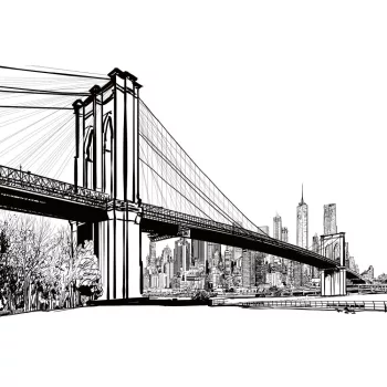   Vlies Fotótapéta - Brooklyn Bridge Illustration - 375x250 cm