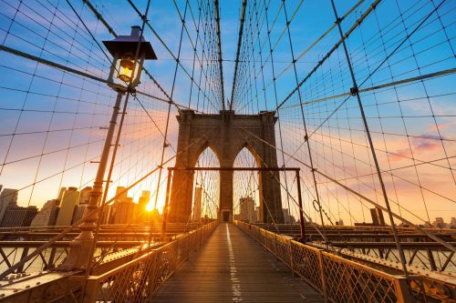 Vlies Fotótapéta - Brooklyn Bridge Sunset - 375x250 cm