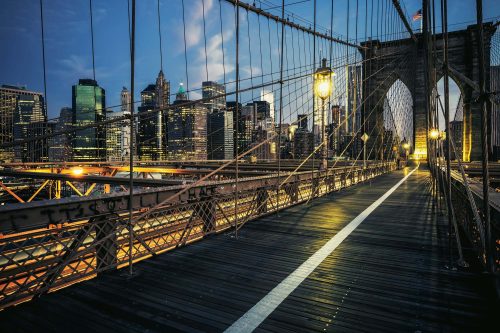 Vlies Fotótapéta - Brooklyn Brigde at Night - 375x250 cm