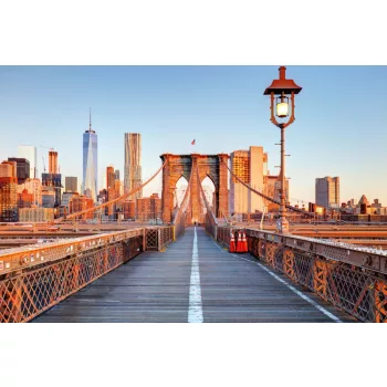   Vlies Fotótapéta - Brooklyn Brigde with Manhattan - 375x250 cm