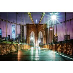   Vlies Fotótapéta - Empty Brooklyn Bridge at Night - 375x250 cm