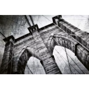   Vlies Fotótapéta - Brooklyn Bridge in Black and White - 375x250 cm