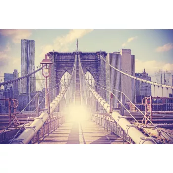   Vlies Fotótapéta - Vintage Picture of Brooklyn Bridge - 375x250 cm