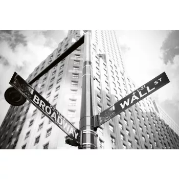   Vlies Fotótapéta - Wall Street and Brodway Sign - 375x250 cm