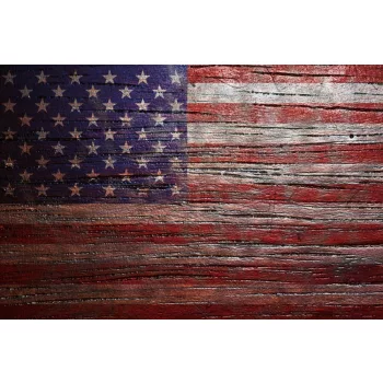Vlies Fotótapéta - USA Flag on Wooden Texture - 375x250 cm