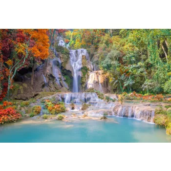 Vlies Fotótapéta - Waterfall in rain forest - 375x250 cm