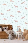 Kékeszöld erdei rókás és leveles gyerektapéta - Ugepa Sweet Dreams N06404