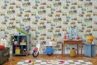 Szürkészöld munkagépes gyerektapéta (markoló, daru, betonkeverő) - Ugepa Sweet Dreams N06909