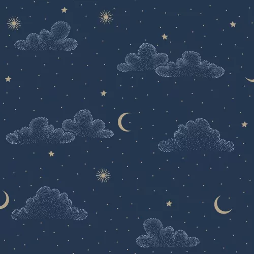 Sötétkék éjszakai égbolt arany csillagokkal gyerektapéta - Ugepa Sweet Dreams N07311