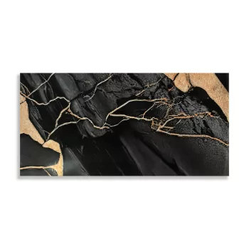   Öntapadós PVC csempepanel, 4db-os csomag, Fekete-sárgásbarna márvány, 30 x 60 cm