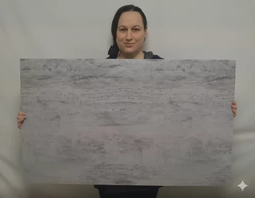 Öntapadós PVC csempepanel, Nagy méretű 60x100 cm, MATT szürke beton mintás