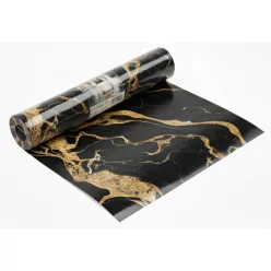   Öntapadós PVC panel, 280 x 60 cm, Fekete-sárgás márvány