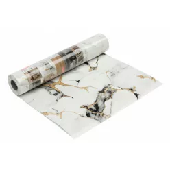   Öntapadós PVC panel, 280 x 60 cm, Világos-fekete-sárga márvány