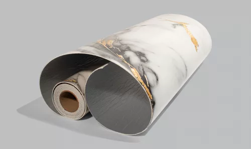 Öntapadós PVC panel, 280 x 60 cm, Világos-fekete-sárga márvány