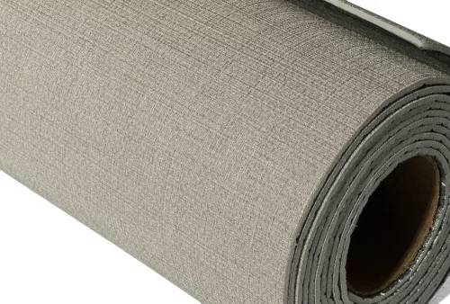 Öntapadós PVC tapéta, 280 x 60 cm, Világos szürke szövött minta ezüst szálakkal