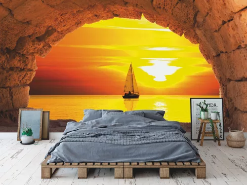 Fotótapéta Sailing Boat In Sunset, 368 x 254 cm