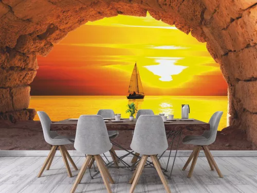 Fotótapéta Sailing Boat In Sunset, 368 x 254 cm