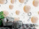 Fotótapéta 3d Modern Wallpaper with Golden Ball Spheres and Circles, 400 x 260 cm