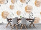 Fotótapéta 3d Modern Wallpaper with Golden Ball Spheres and Circles, 400 x 260 cm