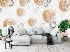 Fotótapéta 3d Modern Wallpaper with Golden Ball Spheres and Circles, 400 x 260 cm