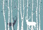 Fotótapéta Birch Trees with Birds and Deers, 400 x 260 cm