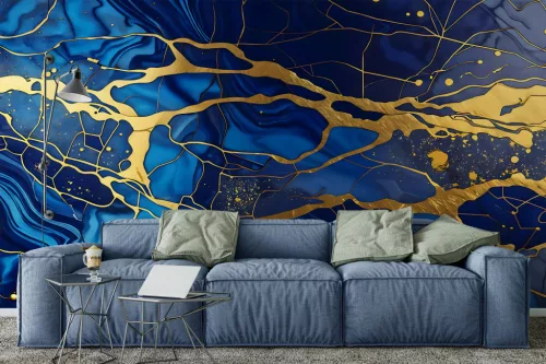 Fotótapéta Gilded Rivers on Sapphire, 312 x 219 cm