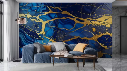 Fotótapéta Gilded Rivers on Sapphire, 312 x 219 cm
