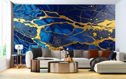 Fotótapéta Gilded Rivers on Sapphire, 312 x 219 cm