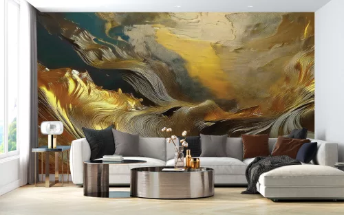 Golden Waves Abstract fotótapéta, 312 x 219 cm