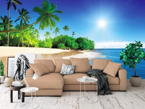 Fotótapéta Caribbean beach, sea and palms, 368 x 254 cm