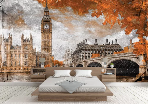 Fotótapéta London Westminster in Grunge Style, 368 x 254 cm