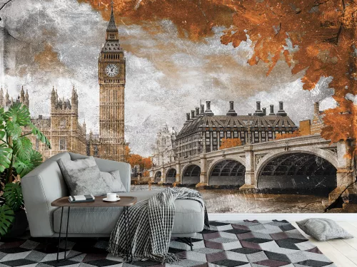 Fotótapéta London Westminster in Grunge Style, 368 x 254 cm