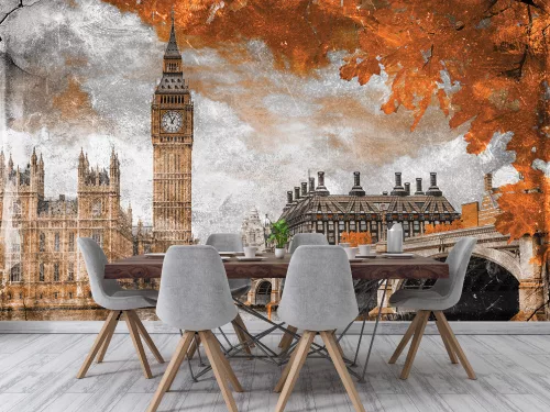 Fotótapéta London Westminster in Grunge Style, 368 x 254 cm