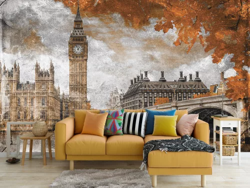 Fotótapéta London Westminster in Grunge Style, 368 x 254 cm