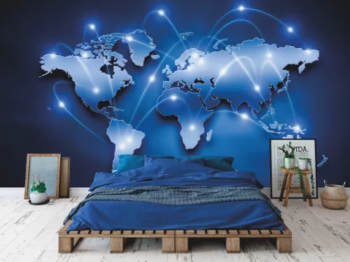 Fotótapéta Digital World Map, 368 x 254 cm