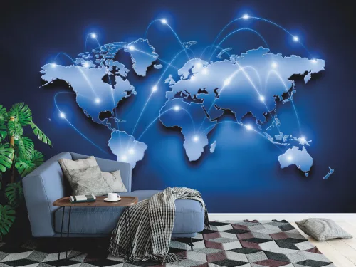 Fotótapéta Digital World Map, 368 x 254 cm